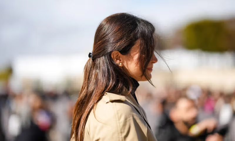 Strands of hair held up to the light